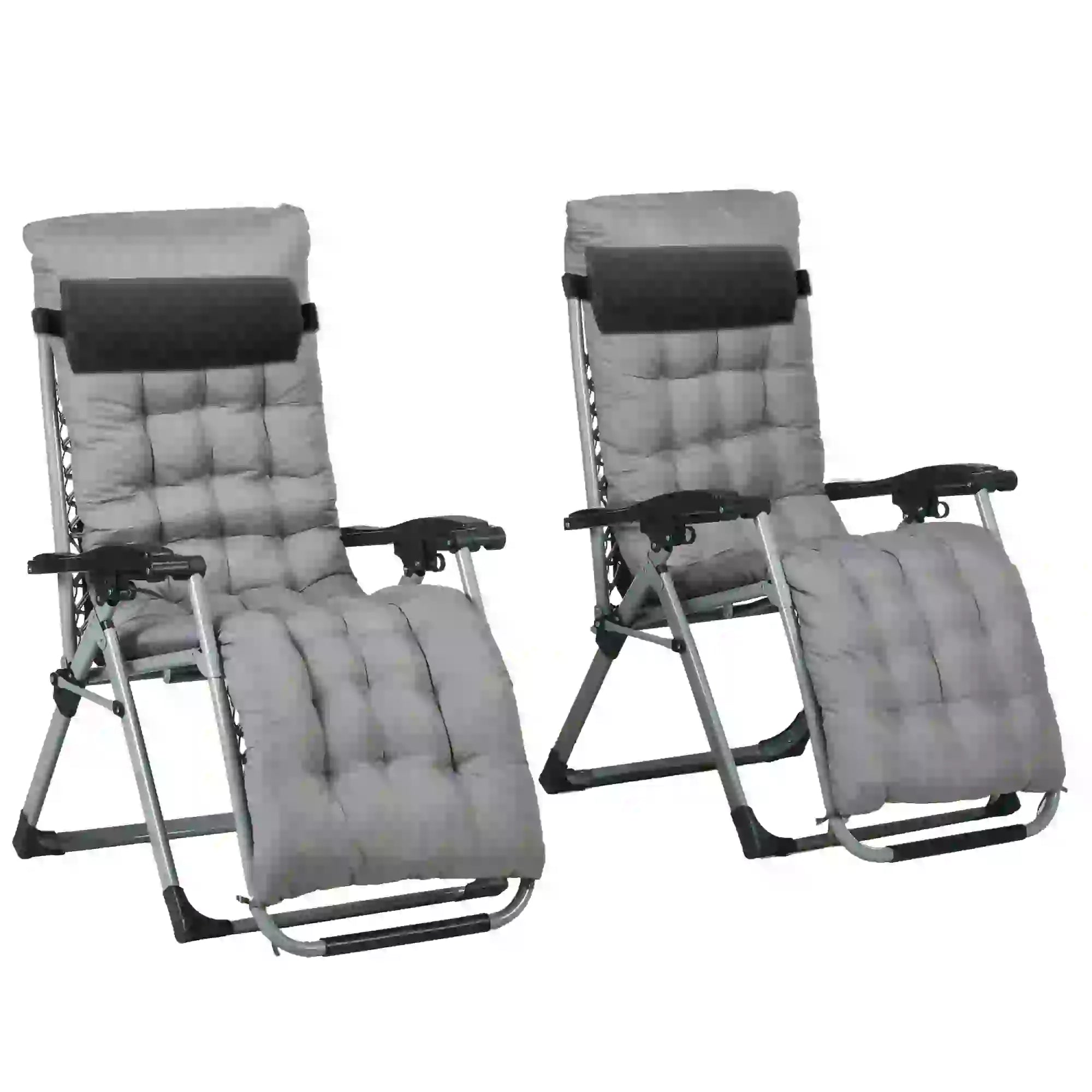 Folding Garden Chairs, Set of 2, Reclining Zero Gravity, Dark Grey Lounger Chairs Dark Grey at Gallery Canada