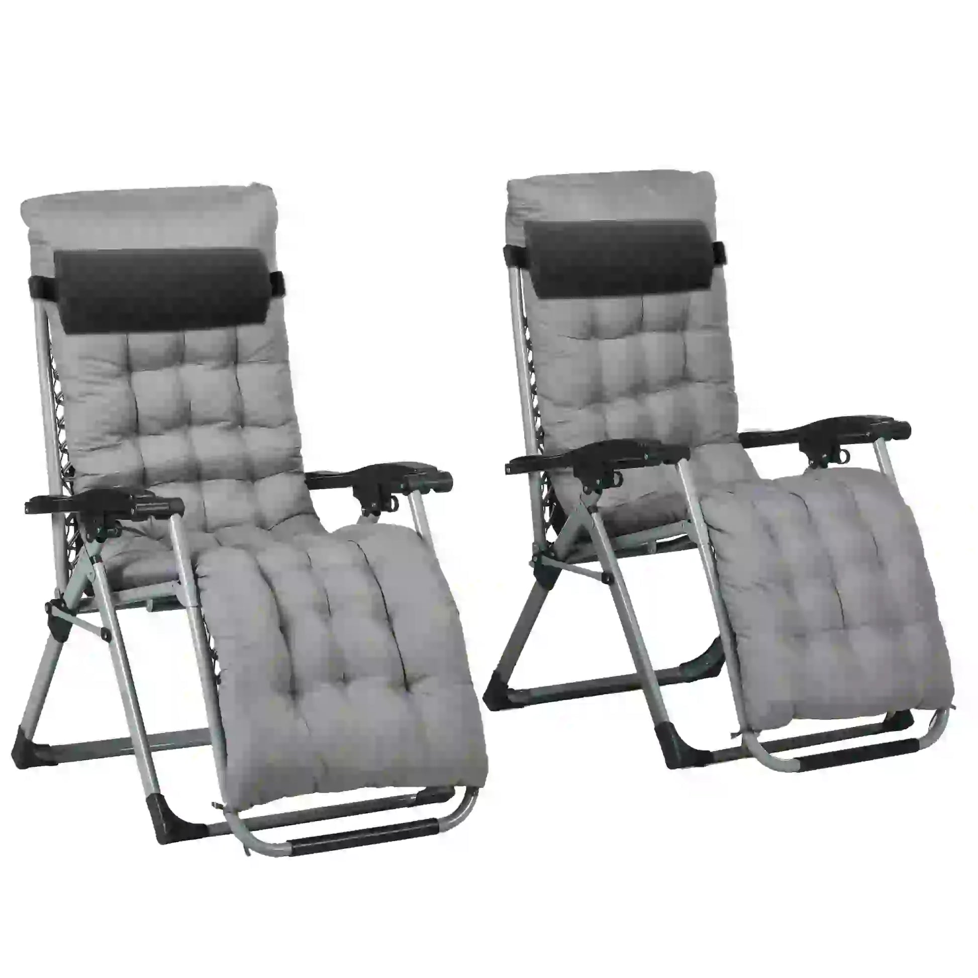 Folding Garden Chairs, Set of 2, Reclining Zero Gravity, Dark Grey Lounger Chairs Dark Grey at Gallery Canada