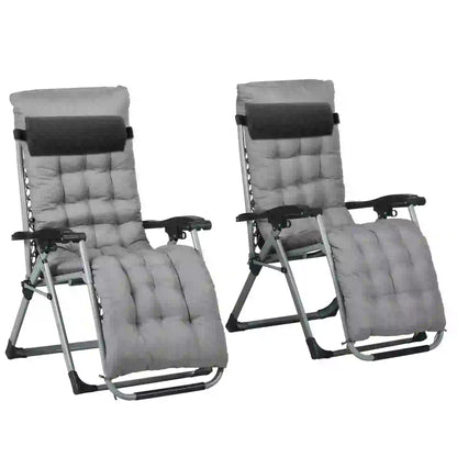 Folding Garden Chairs, Set of 2, Reclining Zero Gravity, Dark Grey Lounger Chairs Dark Grey at Gallery Canada