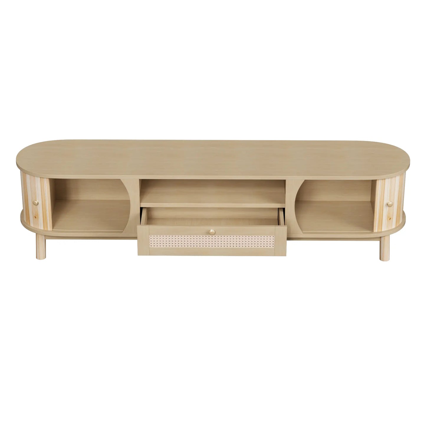 TV Stand, Solid Wood Doors, Drawers, 65" L x 14.5" W x 18" H, Natural TV Stands at Gallery Canada