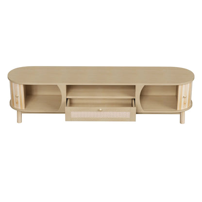 TV Stand, Solid Wood Doors, Drawers, 65" L x 14.5" W x 18" H, Natural TV Stands at Gallery Canada