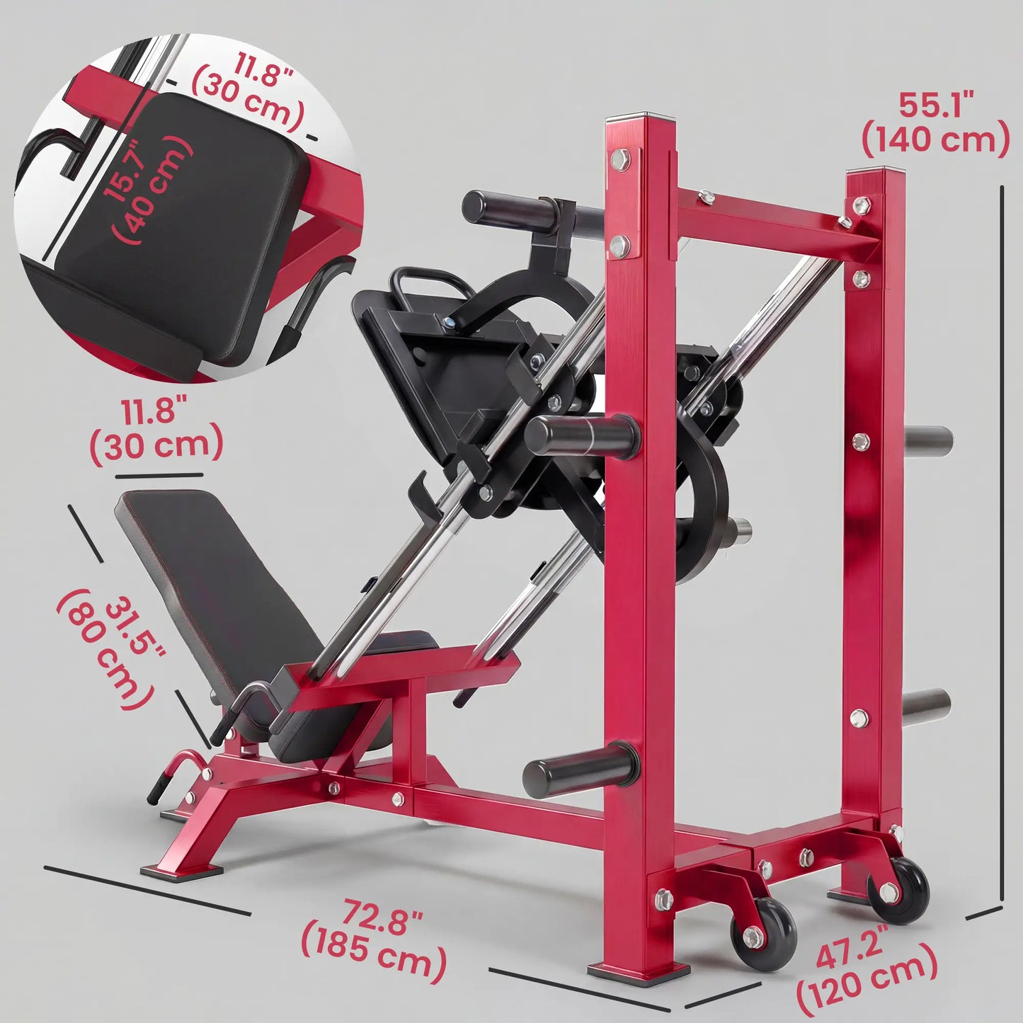 Leg Press Machine With Wheels, Calf Block, Adjustable Squat Machine, 1000 Lbs Capacity Strength Training Equipment at Gallery Canada