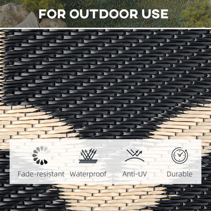 Reversible Outdoor RV Rug, 9' x 18', Patio Floor Mat, Black and Beige Outdoor Reversible Rugs at Gallery Canada
