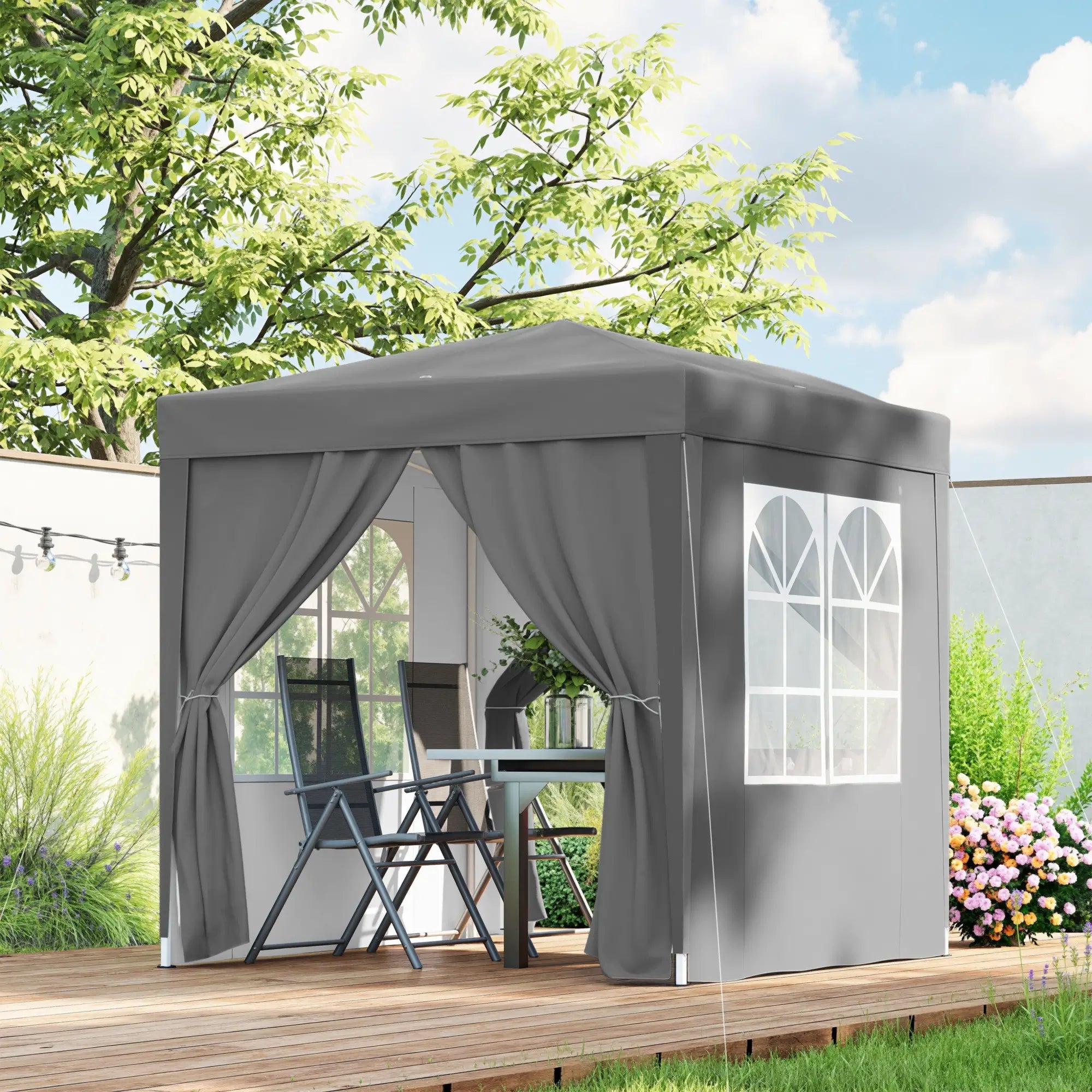 6.6'x6.6' Pop Up Canopy Tent, Instant Sun Shelter With Carry Bag, Grey Pop Up Canopies at Gallery Canada