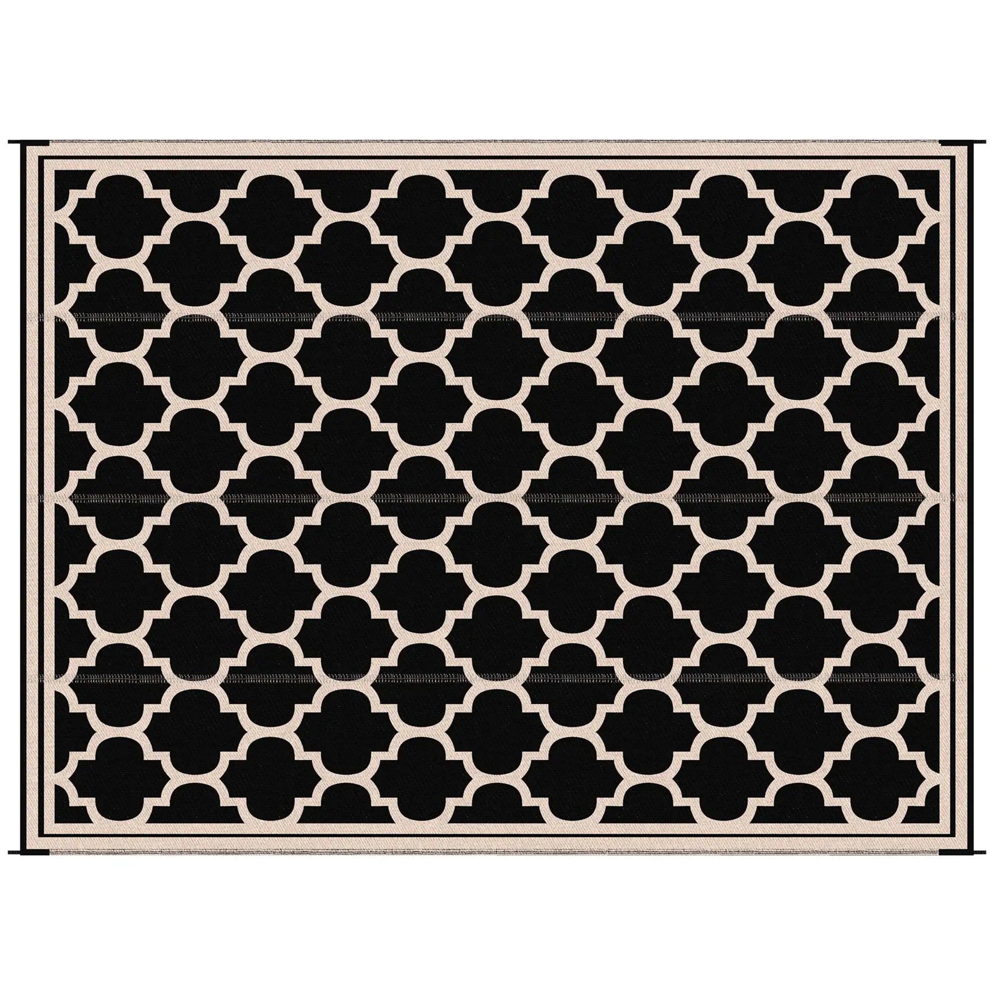 9'x12' Reversible Outdoor RV Rug, Patio Mat, Black Outdoor Reversible Rugs Black, Beige at Gallery Canada
