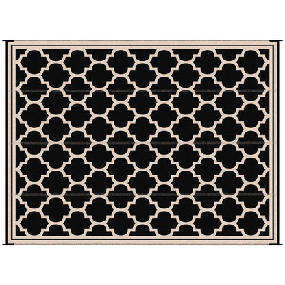 9'x12' Reversible Outdoor RV Rug, Patio Mat, Black Outdoor Reversible Rugs Black, Beige at Gallery Canada