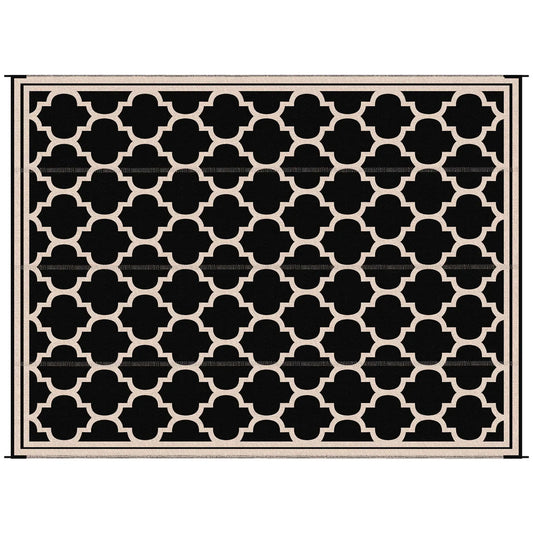 9'x12' Reversible Outdoor RV Rug, Patio Mat, Black Outdoor Reversible Rugs Black, Beige at Gallery Canada