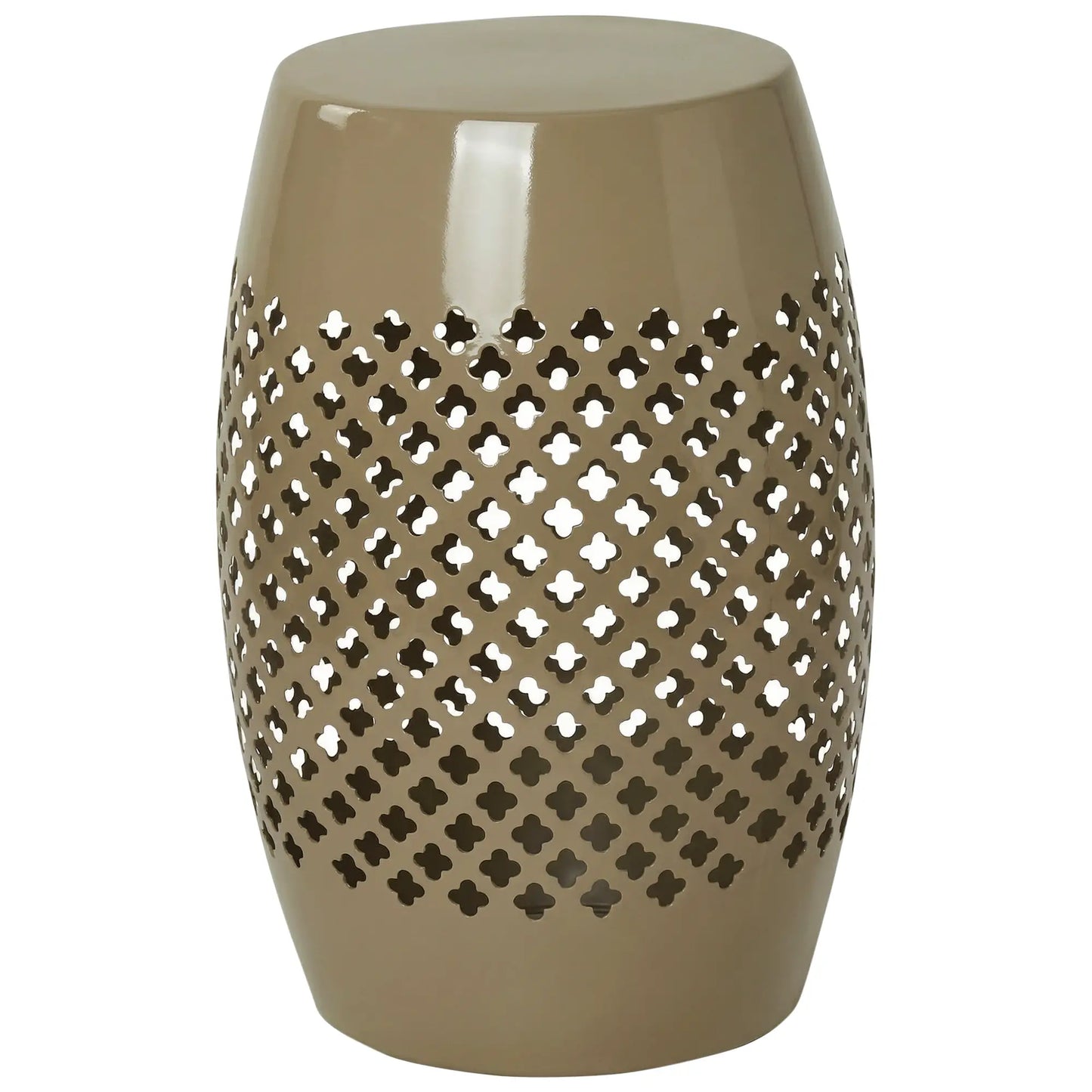 12.4" Steel Patio End Table, Round Hollow Drum Side Table, Khaki Patio Side Tables at Gallery Canada