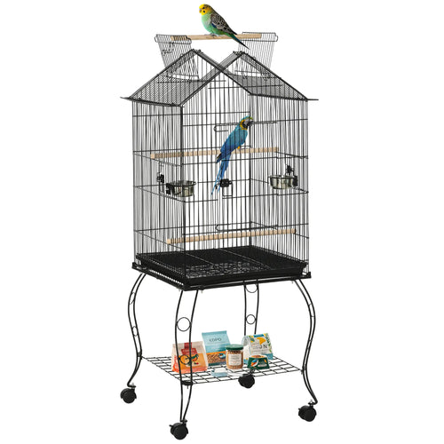 57 Inch Bird Cage for Cockatiel, Conure, Rolling Stand, Pull Out Tray