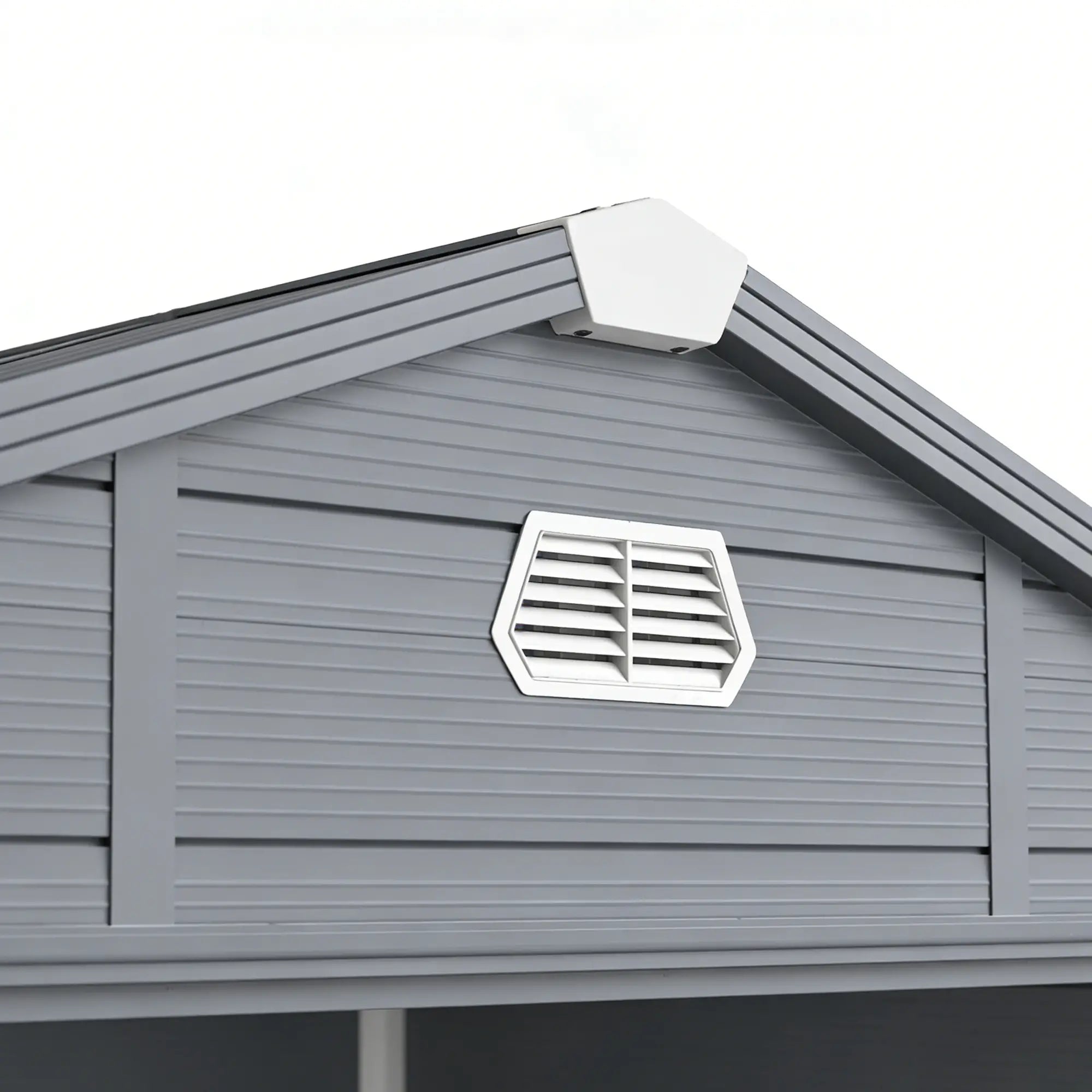 Small Garden Shed, Latch Door, Vents, Sloped Roof, 8x6, Light Grey Sheds at Gallery Canada