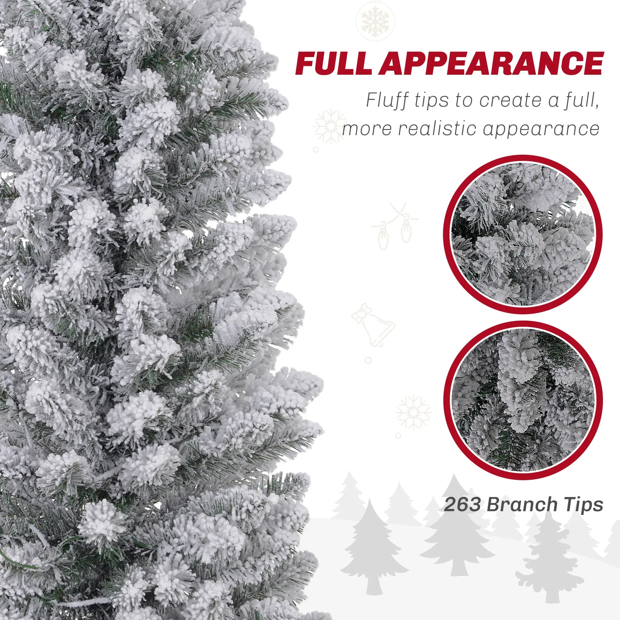 5ft Prelit Snow Flocked Christmas Tree, Metal Base, Warm White LED Pre Lit Christmas Trees at Gallery Canada