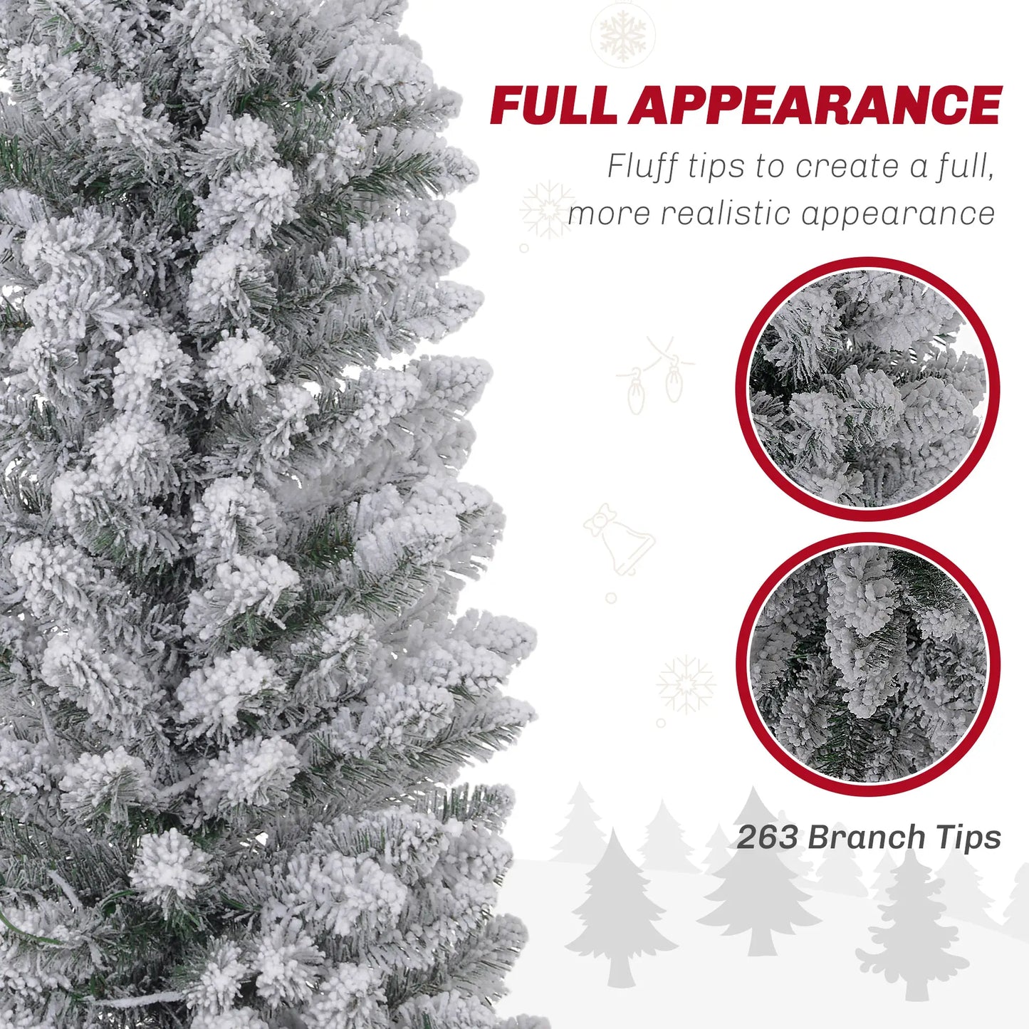 5ft Prelit Snow Flocked Christmas Tree, Metal Base, Warm White LED Pre Lit Christmas Trees at Gallery Canada