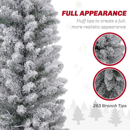 5ft Prelit Snow Flocked Christmas Tree, Metal Base, Warm White LED Pre Lit Christmas Trees at Gallery Canada