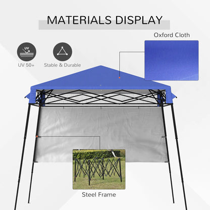 7' x 7' Foldable Pop Up Gazebo Tent, Adjustable Legs, Black, Blue Pop Up Canopies at Gallery Canada