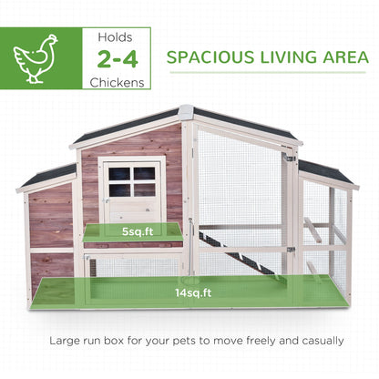 79'' Chicken Coop Wooden Hen House Rabbit Hutch Poultry Cage Pen Outdoor Backyard with Nesting and Running Box, Ladder, Removable Tray, Multiple Doors (Red &; White) - Gallery Canada