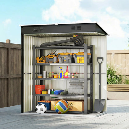 5 x 3 ft Metal Garden Shed, Lean-To Outdoor Storage, Dark Grey Sheds at Gallery Canada