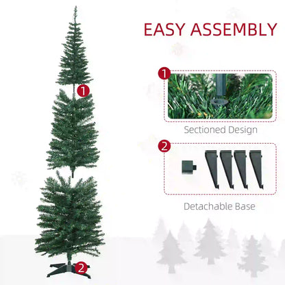 7' Pre Lit Artificial Pencil Christmas Tree, Warm White LED Lights, Green Pencil Christmas Trees at Gallery Canada