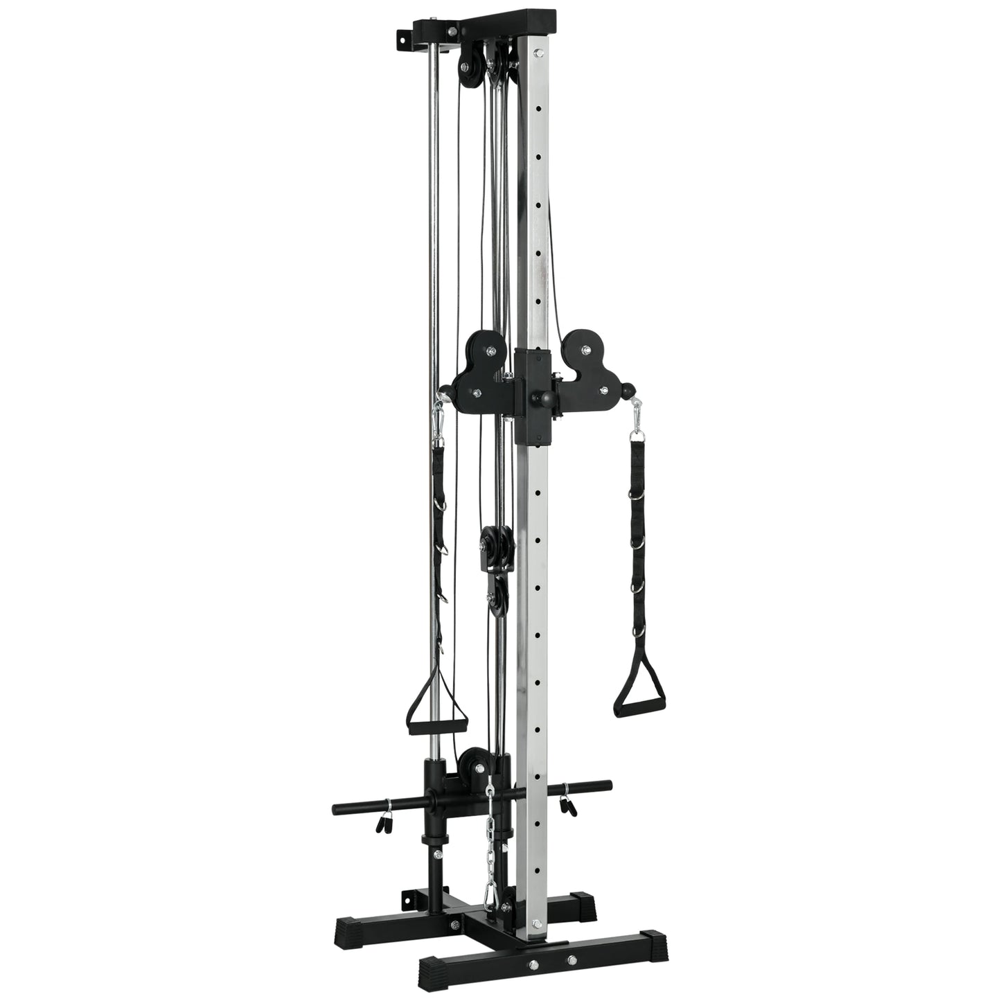 Wall Mount Cable Station, 15 Position Adjustable Dual Pulley, Home Gym Power Towers Black at Gallery Canada