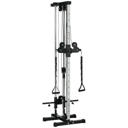 Wall Mount Cable Station, 15 Position Adjustable Dual Pulley, Home Gym Power Towers Black at Gallery Canada