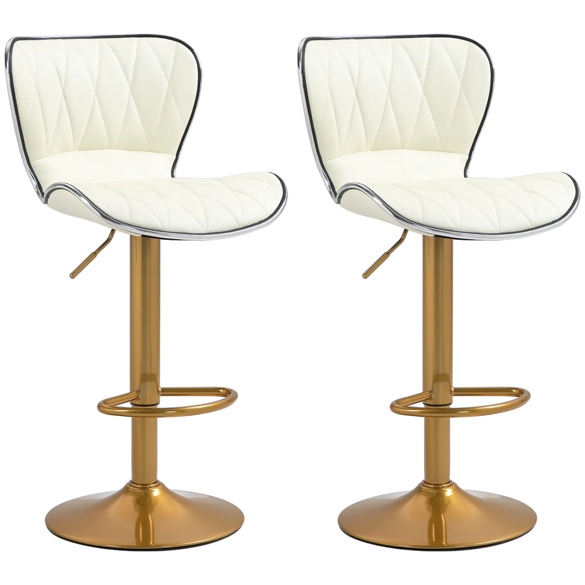 Adjustable Swivel Bar Stools Set of 2, PU Leather, Counter Height Bar Stools at Gallery Canada