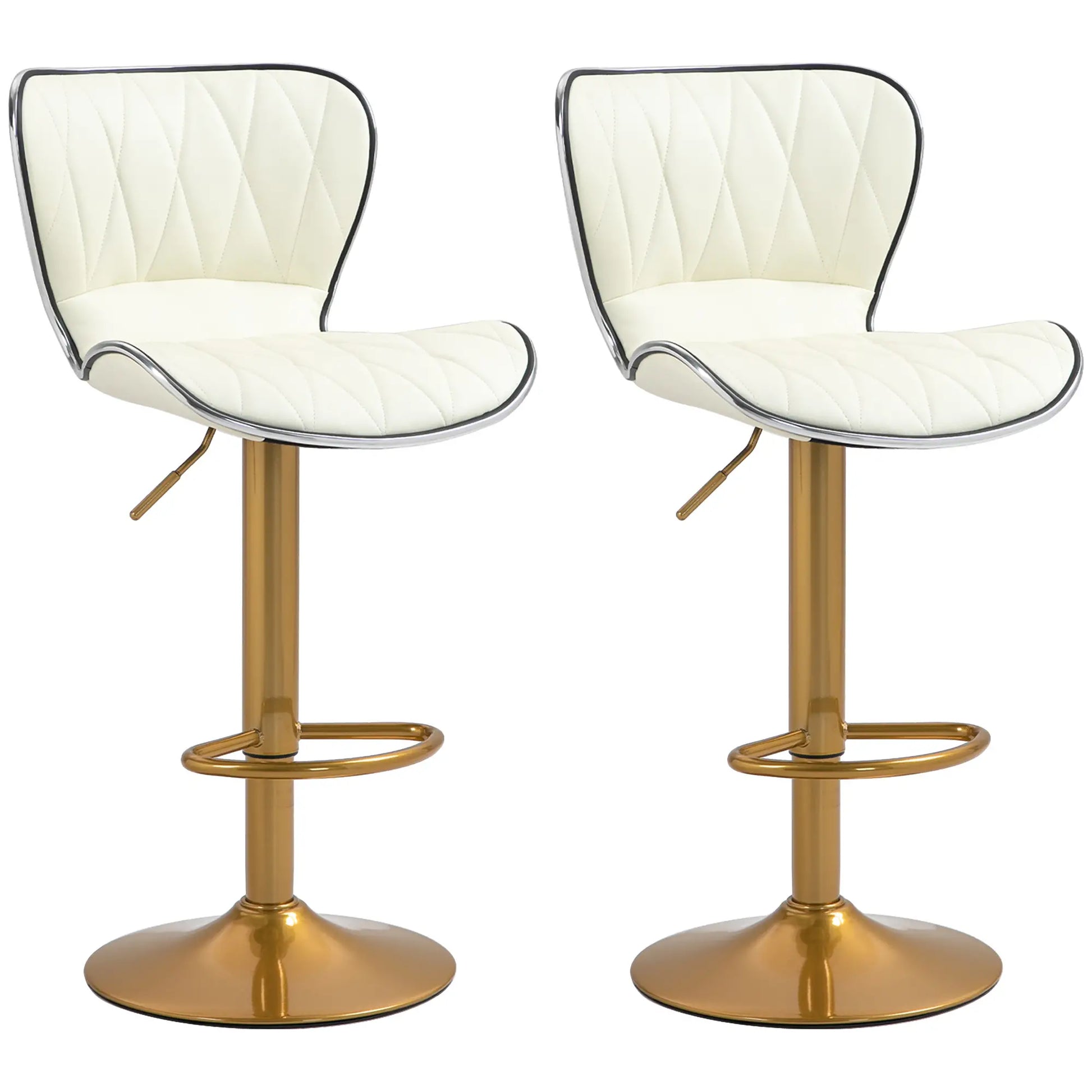 Adjustable Swivel Bar Stools Set of 2, PU Leather, Counter Height Bar Stools at Gallery Canada