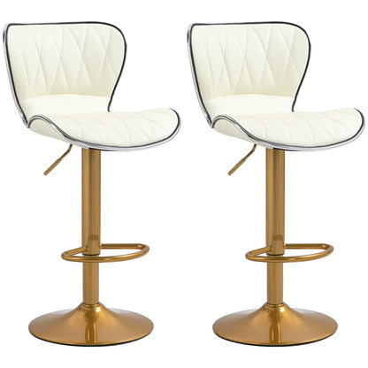 Adjustable Swivel Bar Stools Set of 2, PU Leather, Counter Height Bar Stools at Gallery Canada