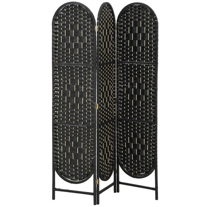 Bohemian Privacy Screen, 3 Panel Folding Room Divider, Arched Top, Black Room Dividers Black at Gallery Canada