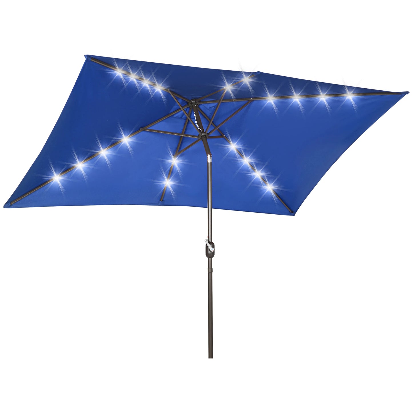 6.5x10ft Rectangle Solar Tilt Umbrella, Aluminum, Dark Blue Sun Umbrellas Dark Blue (polyester fabric), Dark Brown (umbrella pole) at Gallery Canada