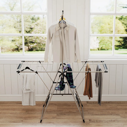 Foldable Stainless Steel Clothes Drying Rack, Adjustable Gullwings, Silver Bath Accessories at Gallery Canada