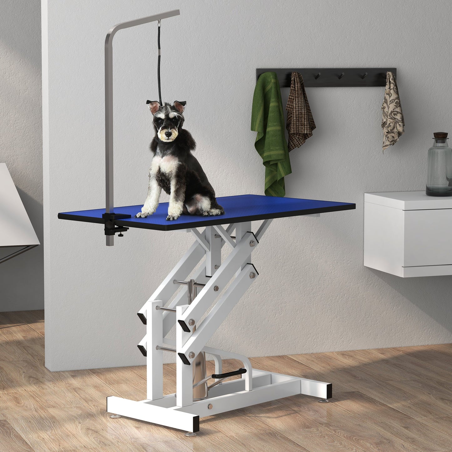 Pet Grooming Table, Height Adjustable Dog Grooming Table with Arm, Noose and Non-Slip Grooming Table, Blue at Gallery Canada