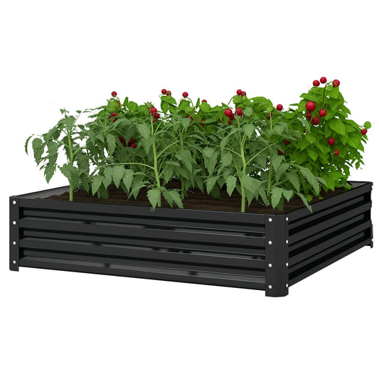 4' x 4' x 1' Galvanized Steel Raised Garden Bed, Grey Galvanized Planter Boxes Grey at Gallery Canada