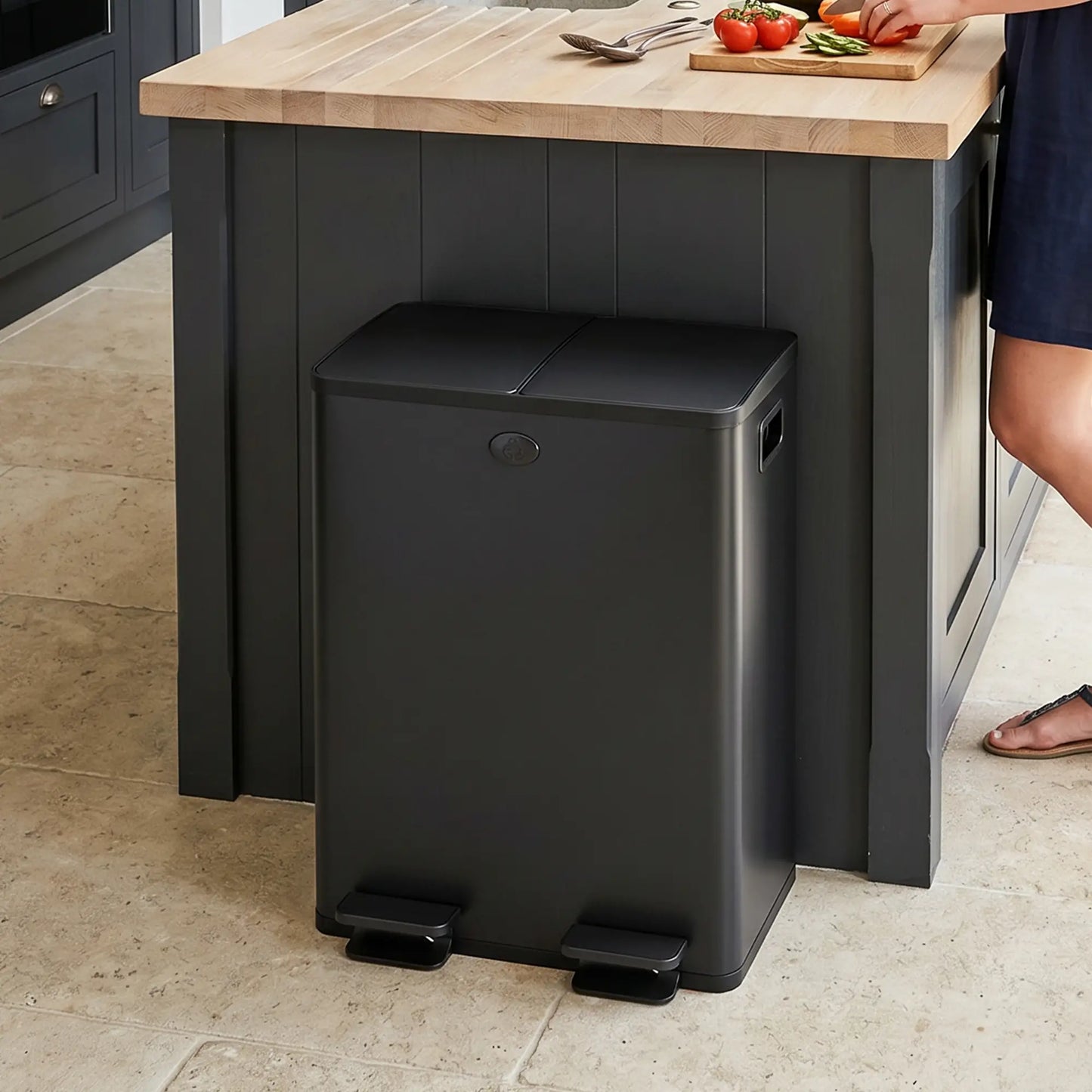 Dual Garbage Bin, Soft Close Trash Can, 2 x 20 Liter, Black Household Supplies at Gallery Canada