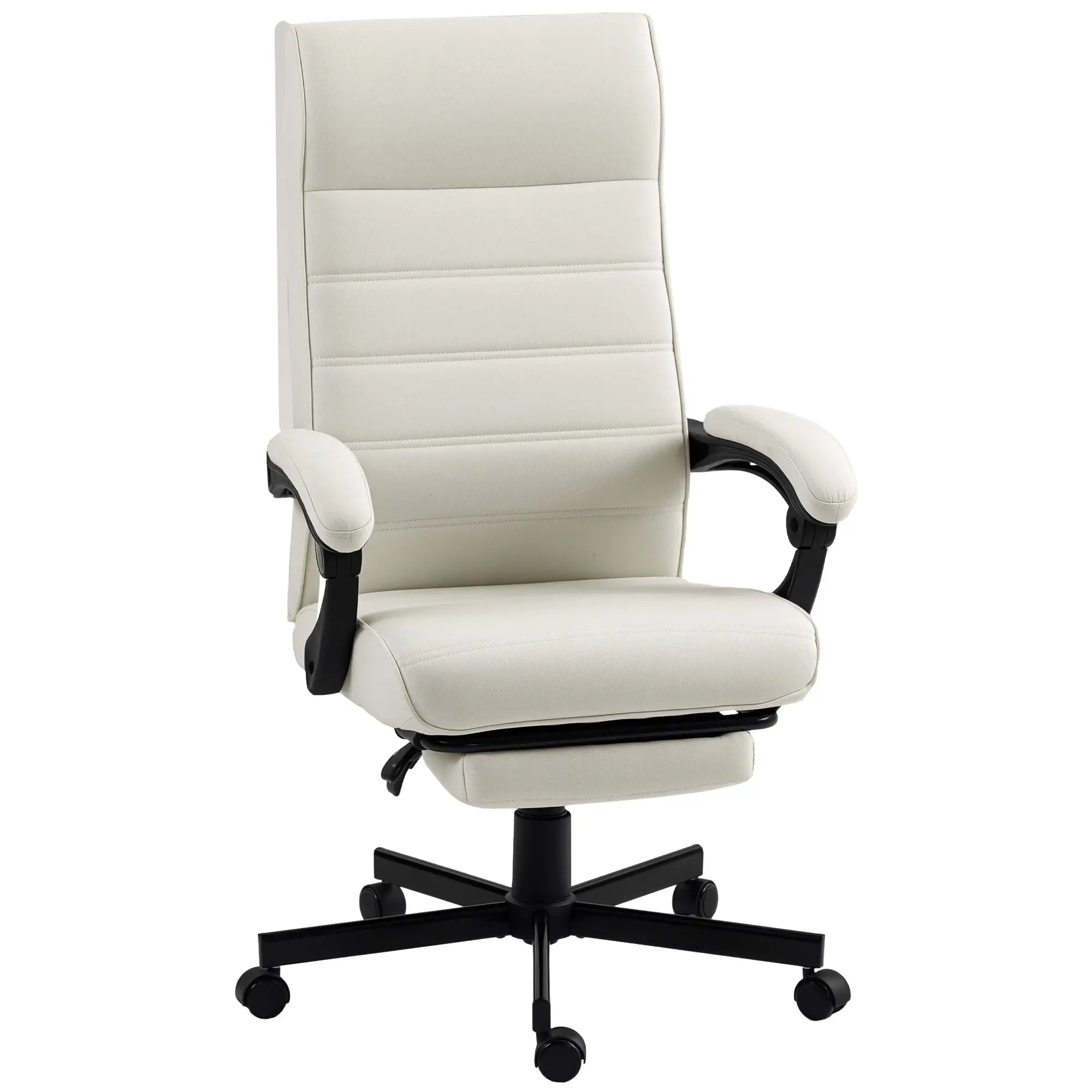 High Back Swivel Recliner Chair, Adjustable Height, Footrest, Cream White Office Chairs at Gallery Canada