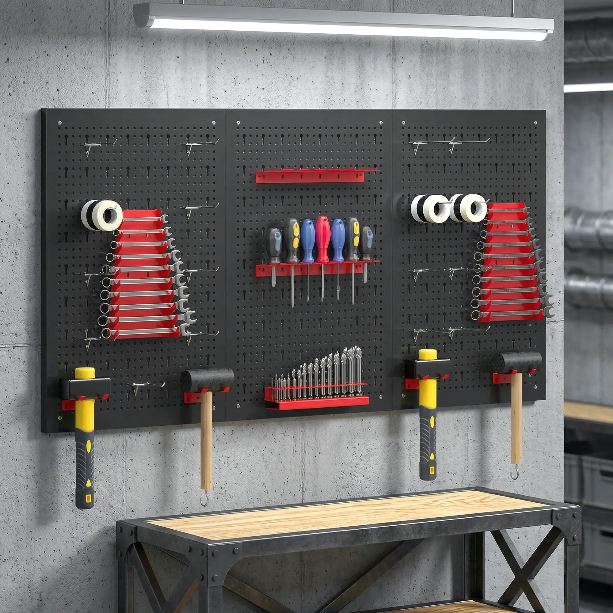 28 Piece Metal Peg Board with Accessories, Shelf Tool Organizer, Black and Red Tool Organizers at Gallery Canada