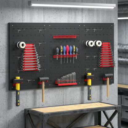 28 Piece Metal Peg Board with Accessories, Shelf Tool Organizer, Black and Red Tool Organizers at Gallery Canada