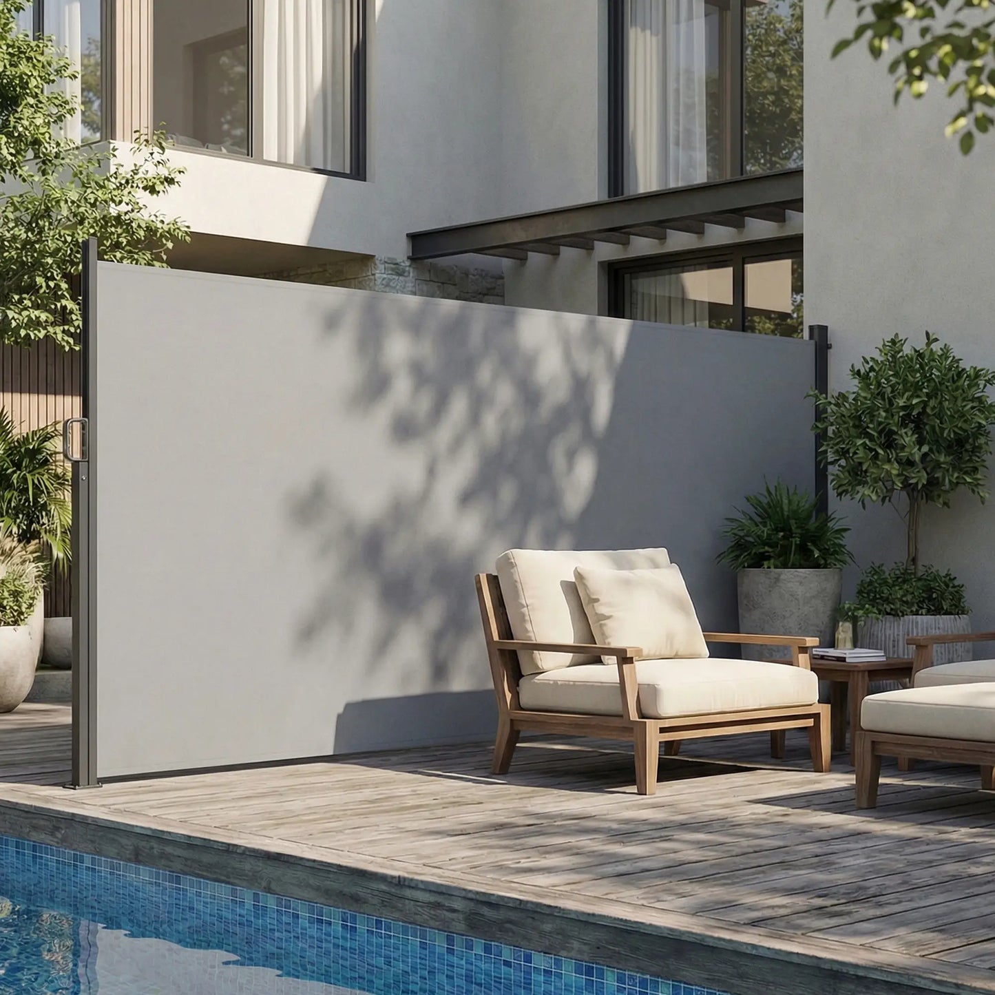 Retractable Side Awning, 165" x 73", Water-Resistant, UV 50+, Light Grey Side Awnings at Gallery Canada