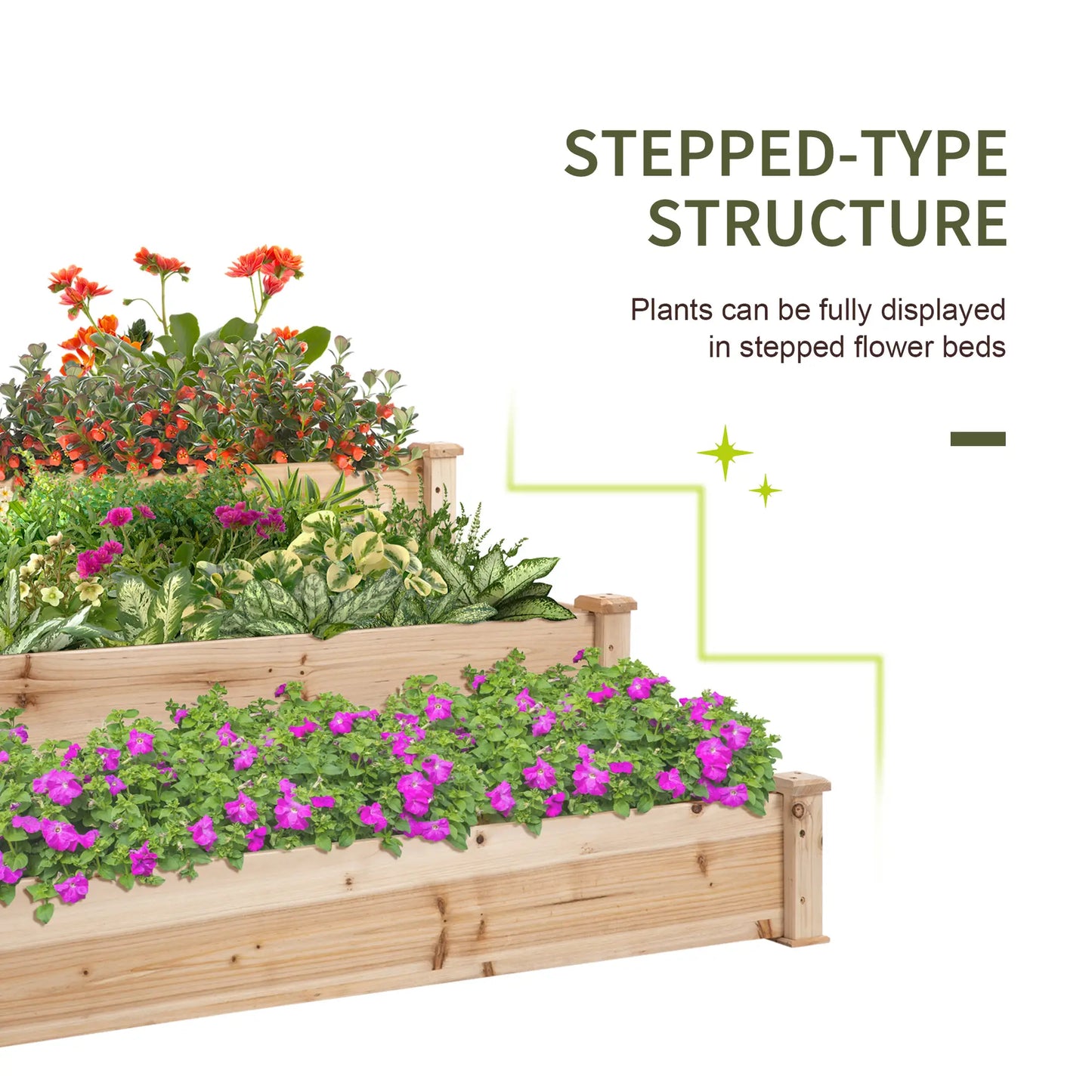 49x49x22 Inch 3-Tier Raised Garden Bed, Wooden Planter Kit, Natural Wooden Planter Boxes at Gallery Canada