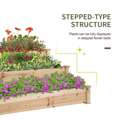 49x49x22 Inch 3-Tier Raised Garden Bed, Wooden Planter Kit, Natural Wooden Planter Boxes at Gallery Canada