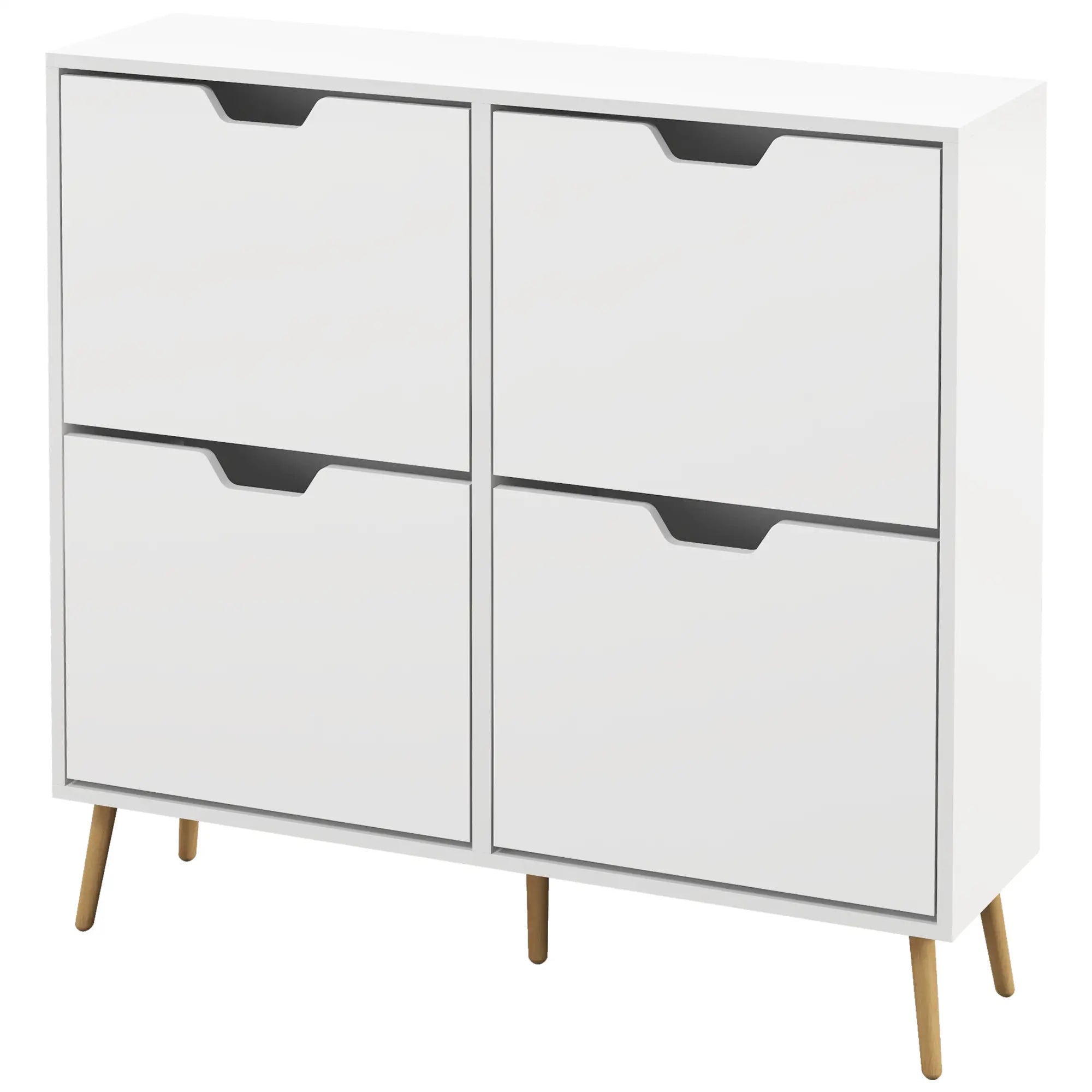 Shoe Storage Cabinet, 4 Flip Drawers, Adjustable Shelf, Holds 8-16 Pairs, White Shoe Storage Cabinets & Racks White at Gallery Canada