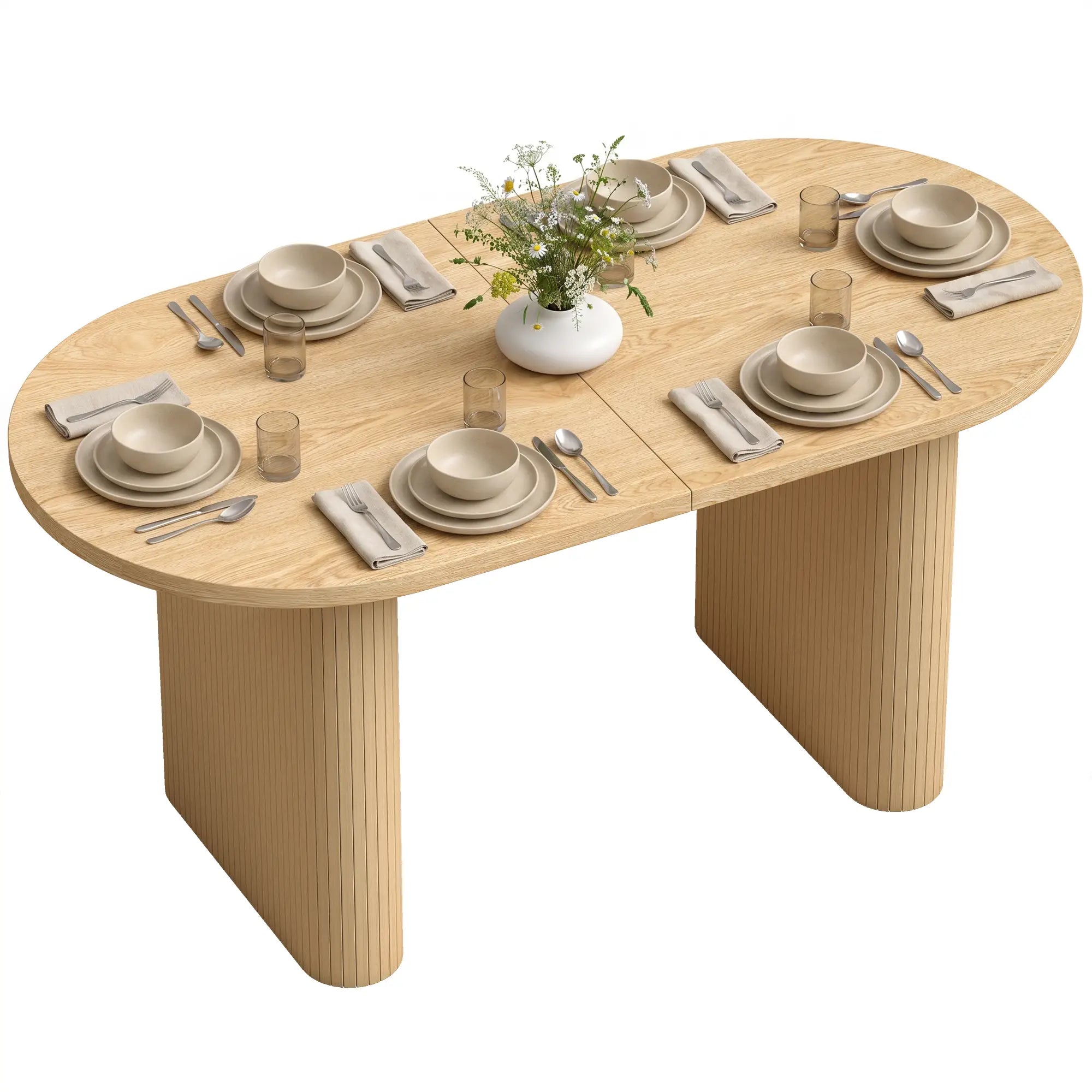 Farmhouse Dining Table Curved Top Kitchen Table Oak Wood Grain, Oak Dining Tables at Gallery Canada