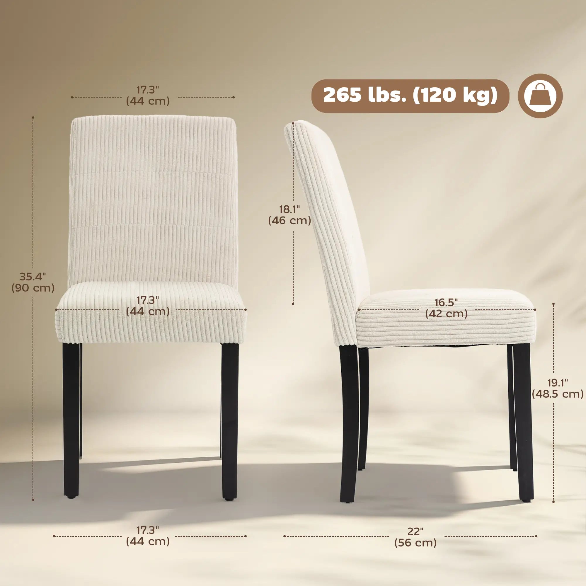 Modern Dining Chairs Set of 4, Rubberwood Legs, Padded Seat, Beige Dining Chairs at Gallery Canada