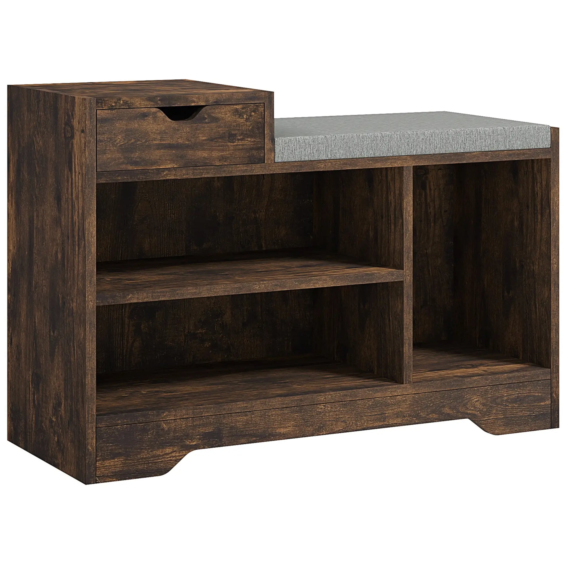 Upholstered Shoe Storage Bench, Seat, Drawer, 3 Shelves, Brown Shoe Storage Cabinets & Racks at Gallery Canada