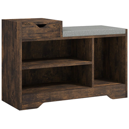 Upholstered Shoe Storage Bench, Seat, Drawer, 3 Shelves, Brown Shoe Storage Cabinets & Racks at Gallery Canada