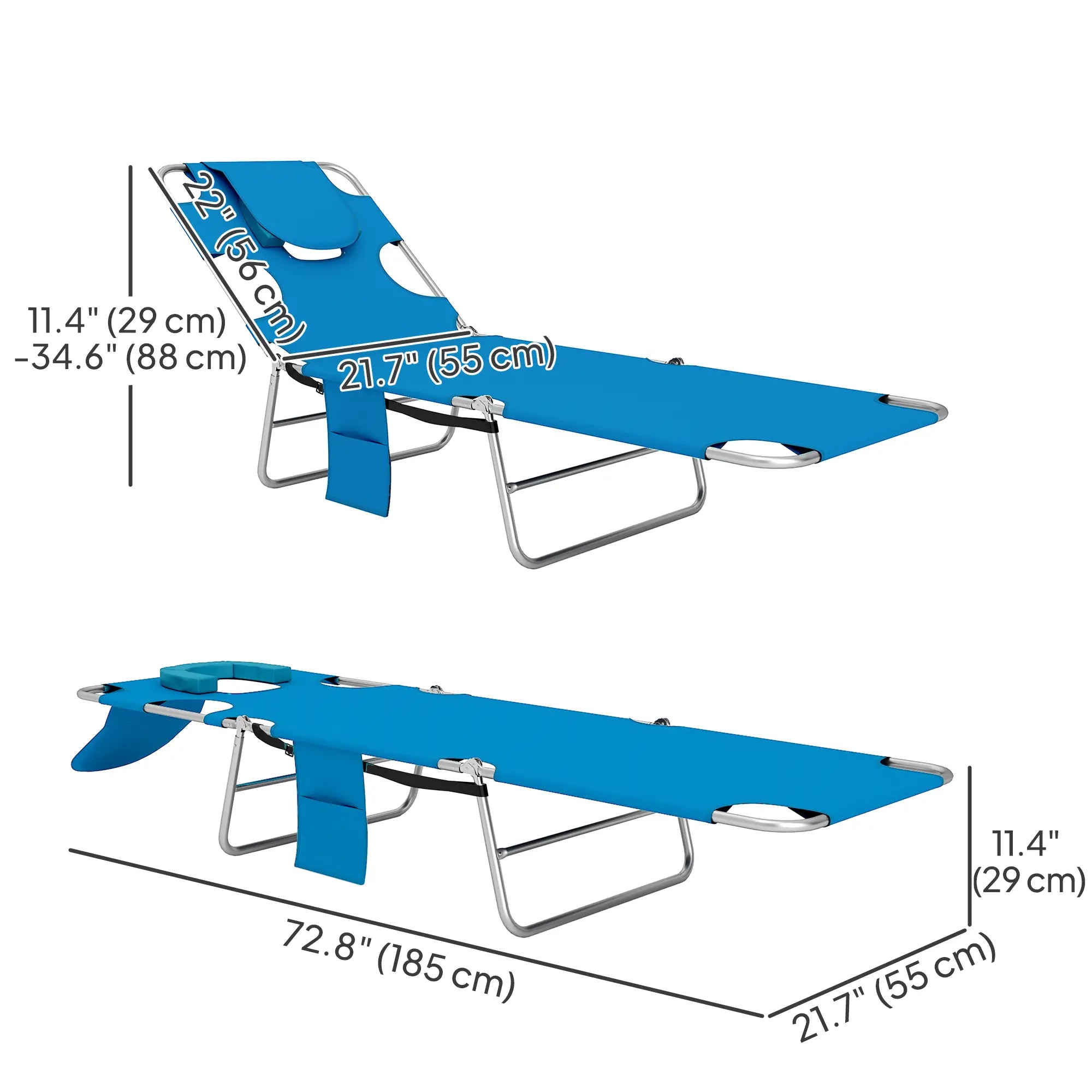 Folding Outdoor Lounge Chair, 5-Level Tanning Chair, Blue Lounger Chairs at Gallery Canada