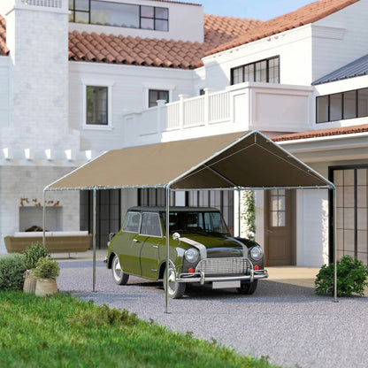 10' x 20' Carport, Heavy Duty Galvanized Canopy, Khaki Car Shelters at Gallery Canada