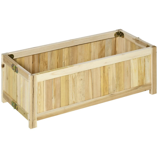 Foldable Elevated Planter Box, Wooden Raised Garden Bed, 48x24x30in, Natural Wooden Planter Boxes Natural at Gallery Canada