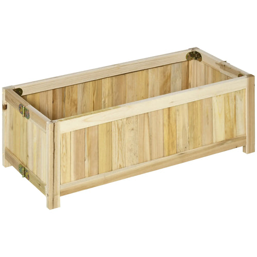 Foldable Elevated Planter Box, Wooden Raised Garden Bed, 48x24x30in, Natural