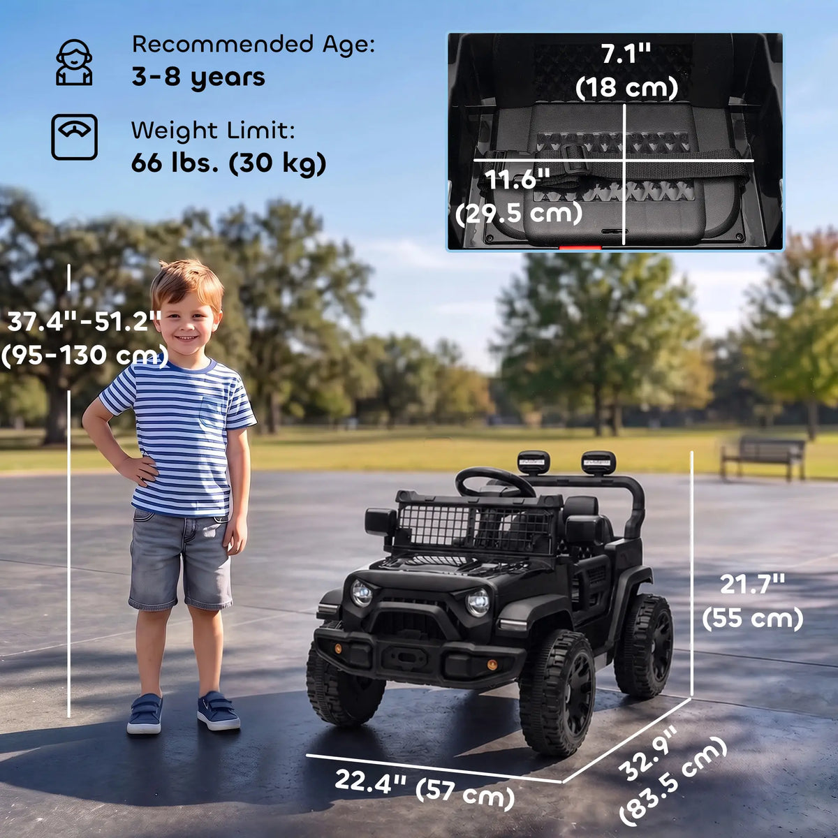 Voiture électrique pour enfants 12V, télécommande, double moteur, noire, noire