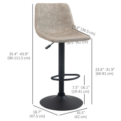 Adjustable Counter Height Bar Stools, Set of 2, 360° Swivel, Vintage Leather, Beige Bar Stools at Gallery Canada