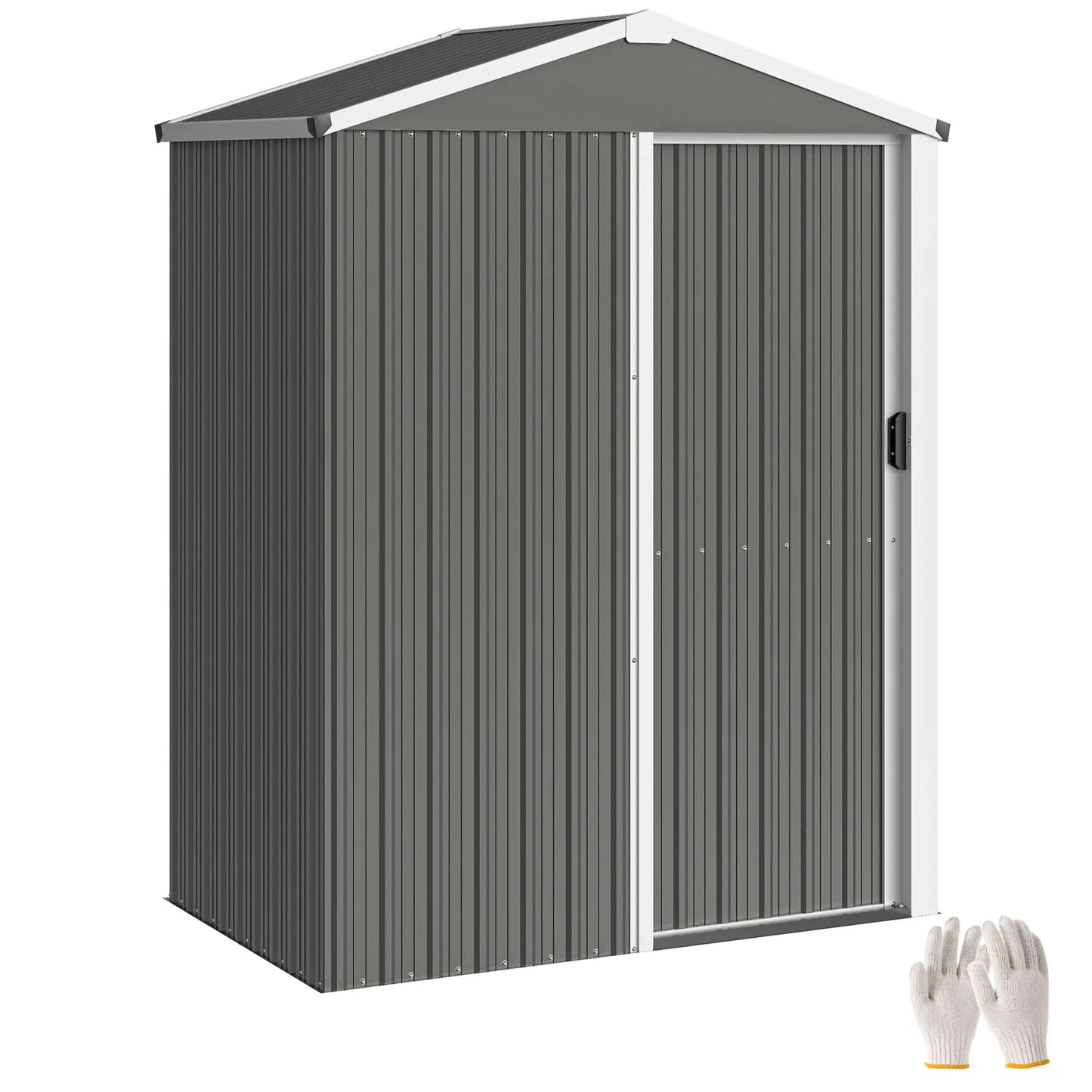 4.5 x 3ft Outdoor Storage Shed, Waterproof Metal Garden Shed, Light Grey Sheds at Gallery Canada